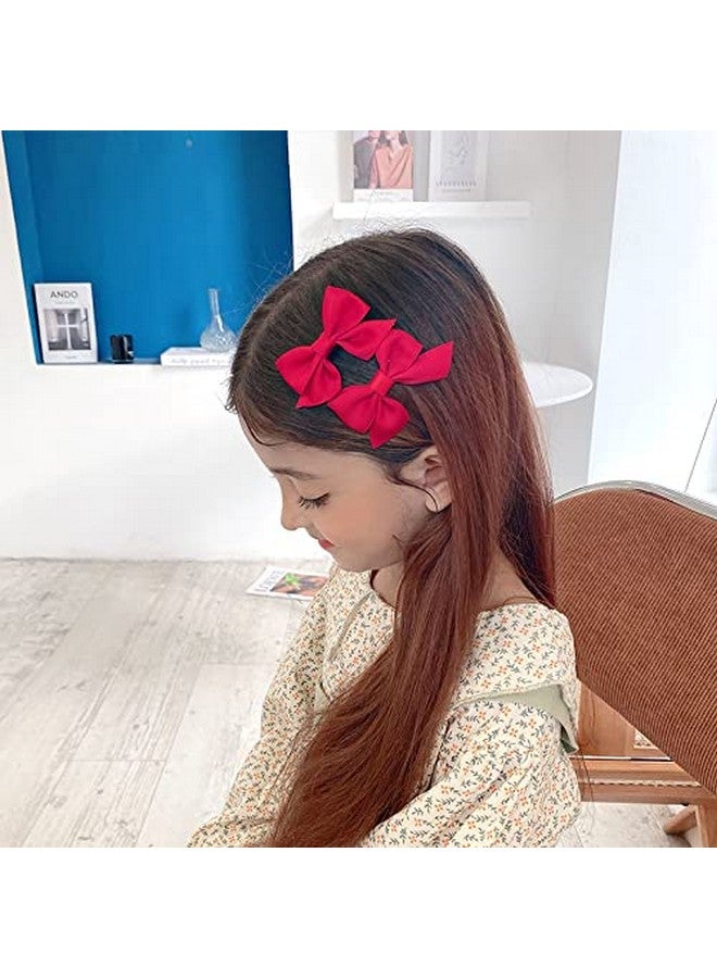 Guqqeuc Bow Hair Clips For Girls Red Hair Bow Barrettes For Little Girls Cute Hair Accessories For Girls 2Pcs Bowknot Hair Clip - Image 4