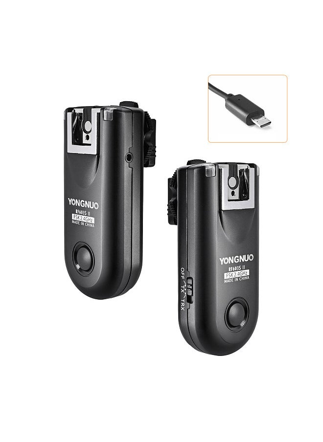 YONGNUO RF603II S2 2.4G Wireless Flash Trigger Transmitter 16 Channels 100M Transmission Range Replacement for Sony A9/A71II/A7R3/A7M3/A7S3/A7/A7R2/A7M2/A7S2/A7R/A7S/A7/A6500/A6300/A6400/A6000/A5100  - Image 1
