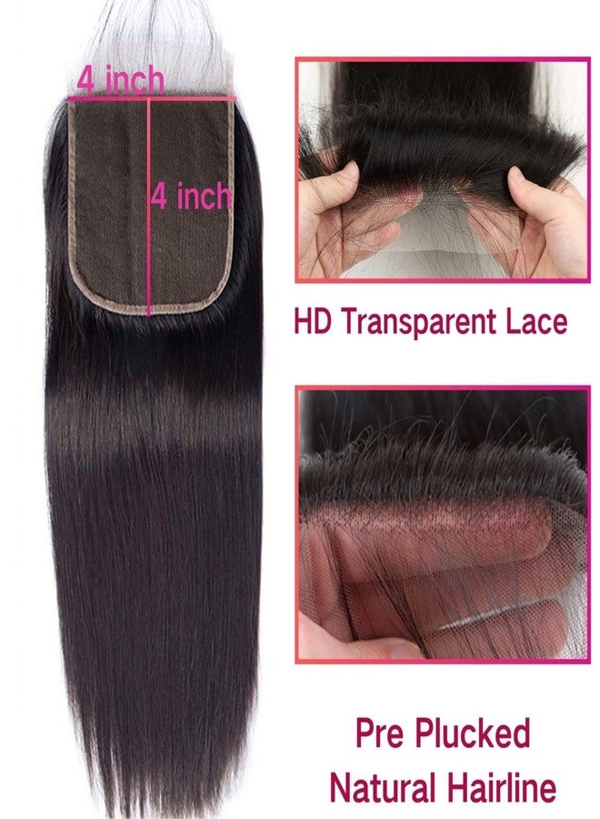 Selina Straight 4x4 HD Lace Closure Human Hair Brazilian Virgin Hair Free Part Natural Black Color 14 Inch - Image 2