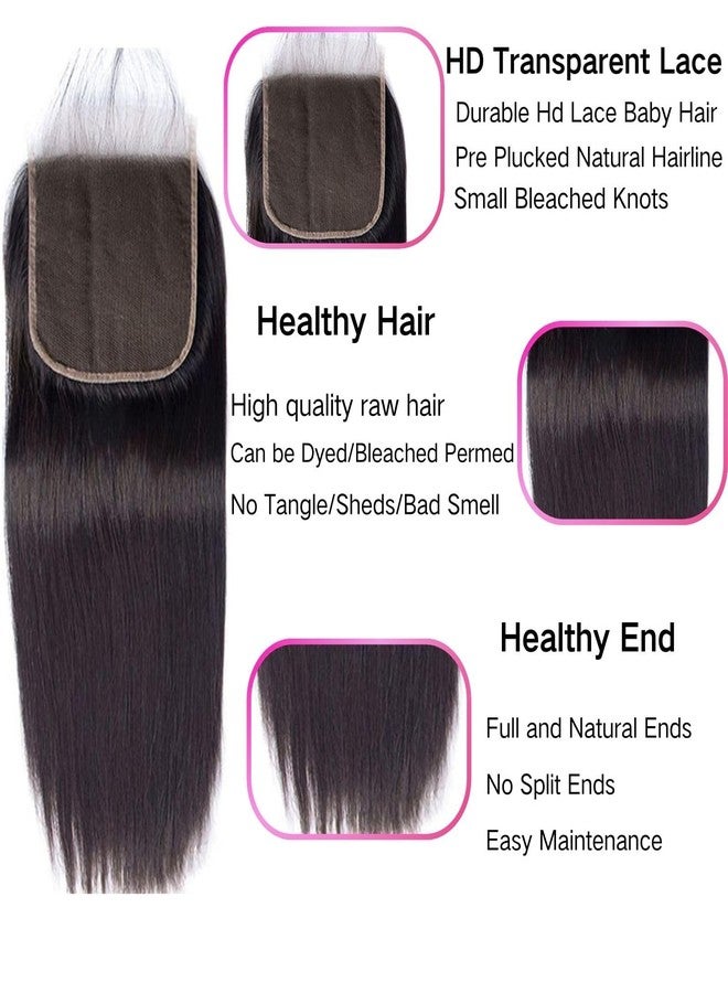 Selina Straight 4x4 HD Lace Closure Human Hair Brazilian Virgin Hair Free Part Natural Black Color 14 Inch - Image 5