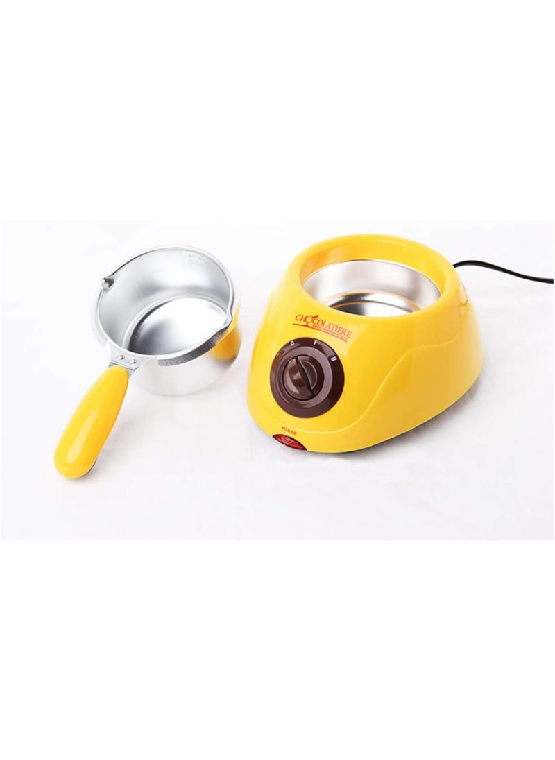 Generic Electric Chocolate Melting Pot Machine Chocolate Fountain Fondue Pot Candy Making Cupcake Melter Chocomaker DIY Kitchen Tool Gift with Mould Set (Yellow)  - Image 1