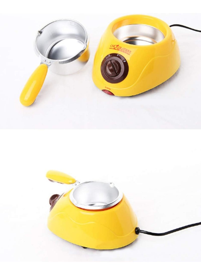 Generic Electric Chocolate Melting Pot Machine Chocolate Fountain Fondue Pot Candy Making Cupcake Melter Chocomaker DIY Kitchen Tool Gift with Mould Set (Yellow)  - Image 2