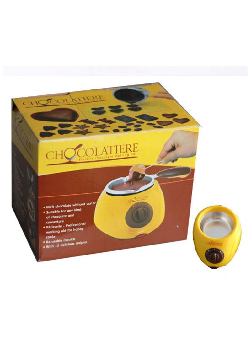 Generic - Electric Chocolate Melting Pot Machine Chocolate Fountain Fondue Pot Candy Making Cupcake Melter Chocomaker DIY Kitchen Tool Gift with Mould Set (Yellow) - Image 1
