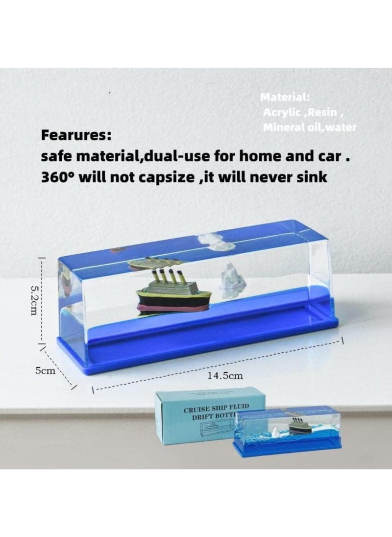 ProOne - Unsinkable Cruise Ship Fluid Paperweight | Mesmerizing Floating Desk Decor | Elegant Liquid Motion Display | Unique Office & Home Gift | Premium Collectible Showpiece - Image 1