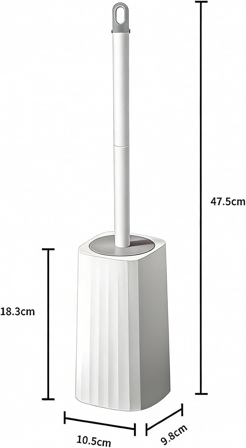 TOPSKY Toilet Brush with Holder, 2 Pack Compact Toilet Bowl Cleaner Brush and Holder with Stainless Steel Handle, Toilet Bowl Brush for Bathroom Storage (White-B) - Image 2
