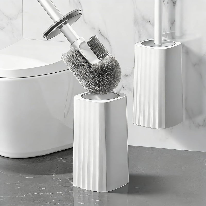TOPSKY Toilet Brush with Holder, 2 Pack Compact Toilet Bowl Cleaner Brush and Holder with Stainless Steel Handle, Toilet Bowl Brush for Bathroom Storage (White-B) - Image 5