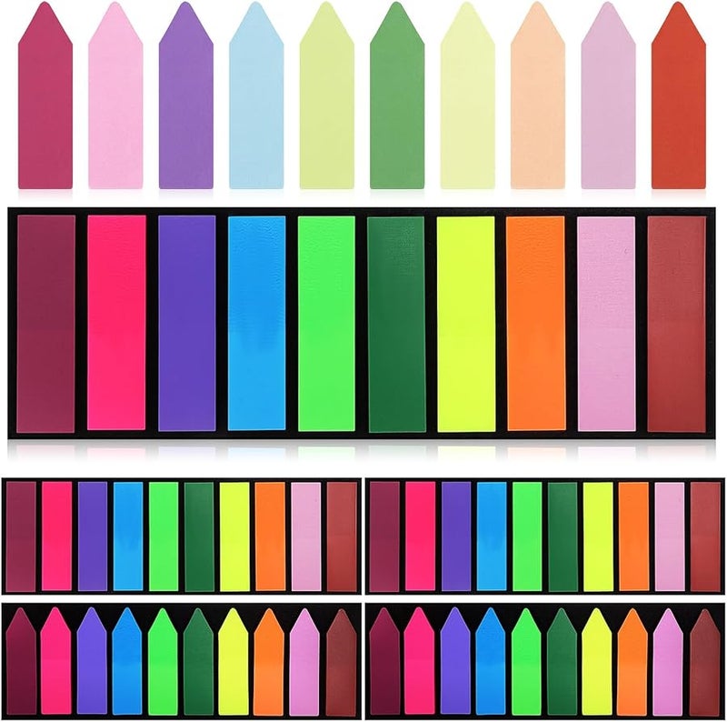 Tehaux 6 حزمة علامات صفحات فلورية ذاتية اللصق وسادات ملونة زاهية للكتب والمستندات - Image 1