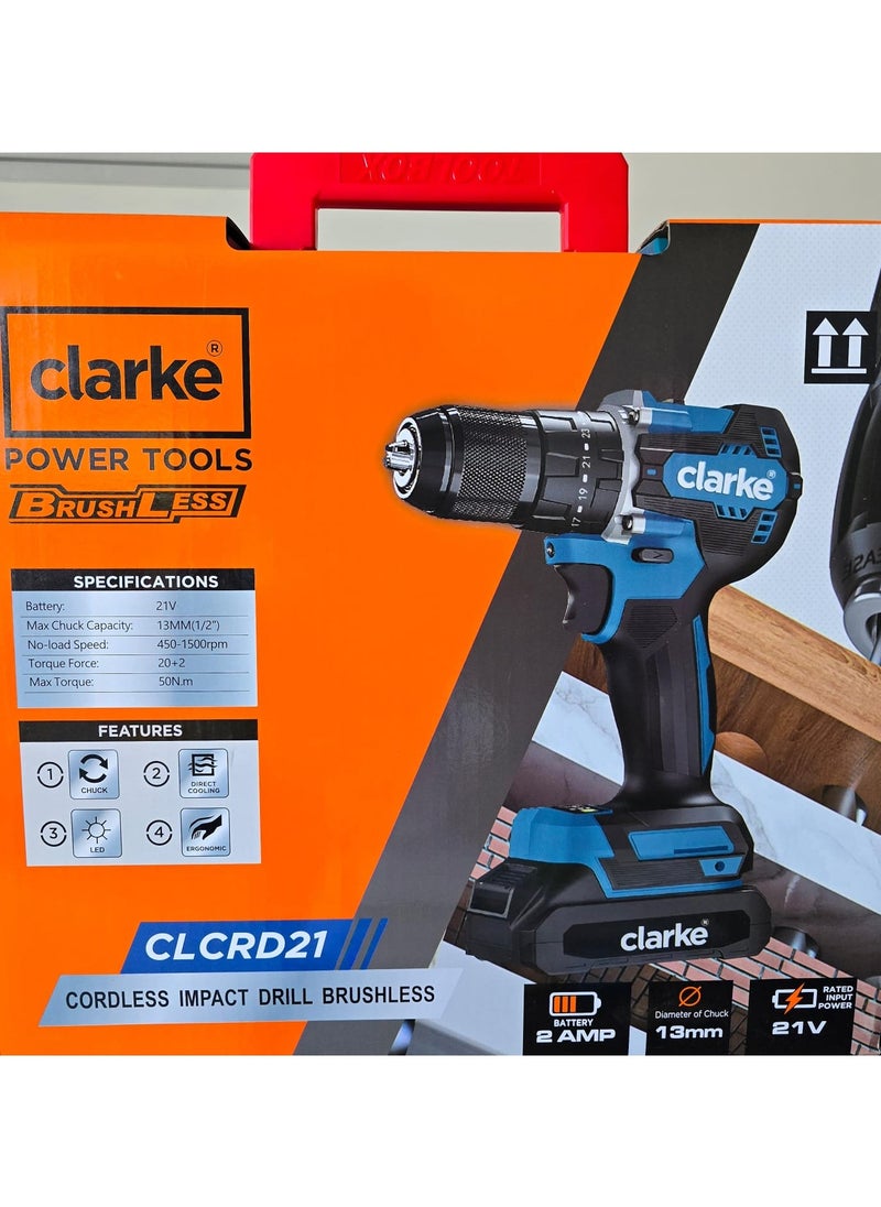 Clarke Cordless Driver Drill 21V With Bit Set Model No. CL-CRD-21V  - Image 2