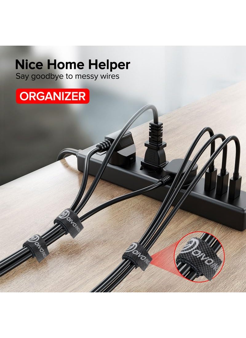 OIVO INDIA OIVO INDIA Adhesive Cable Organiser Cord Management System for PC TV Home Theater Speaker Reusable Cable Straps for Desk WFH Accessories Reusable Cable Ties 1m Roll Pack of 7  - Image 3