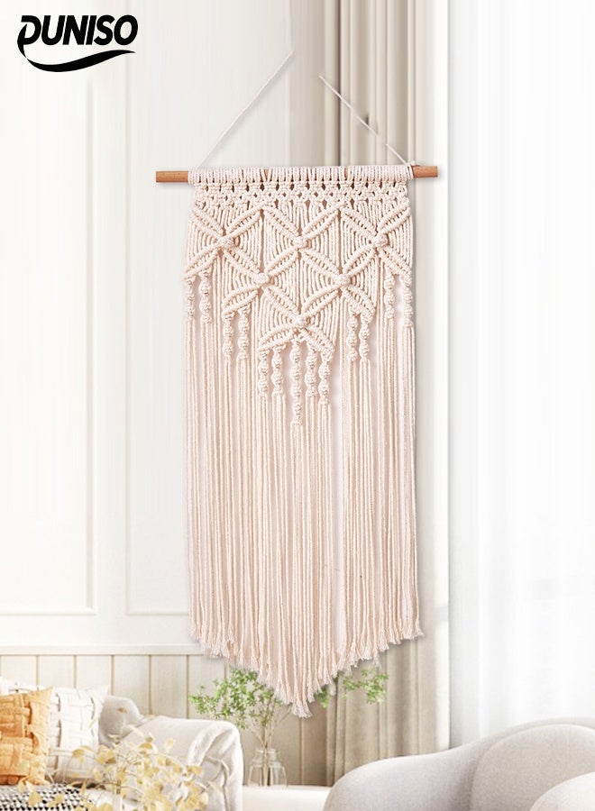 DUNISO Weaving Bohemia Tapestry，Tassel Wall Hanging Decor，Cotton Rope Handmade Geometric Woven Tapestry，Rugged，Suitable for Apartment, Nursery, Party Decorations, Nursery, Gallery, Wedding - Image 1