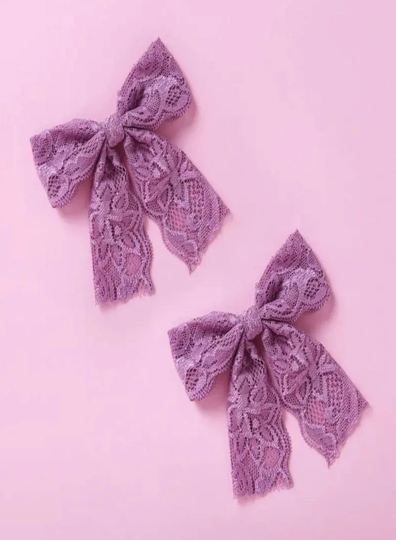 Lion Llama Lace Bow Clip Set | Elegant Lace Bow Hair Clips for Women & Girls | Stylish Barrettes for All Hairstyles