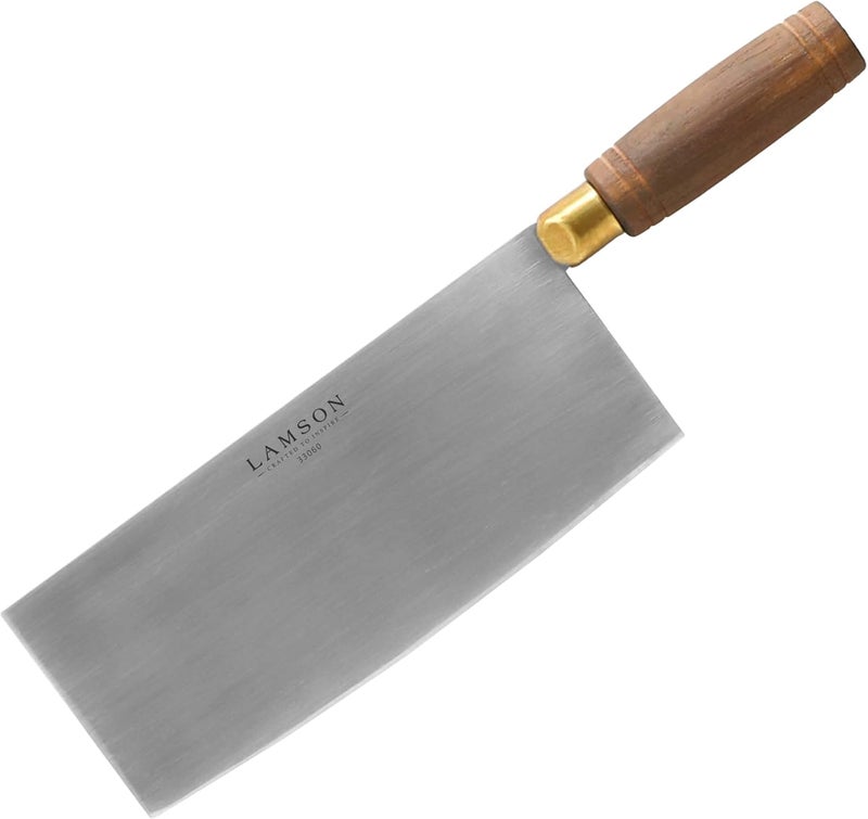 Lamson 8" Chinese Vegetable Cleaver with Walnut Handle - Image 1