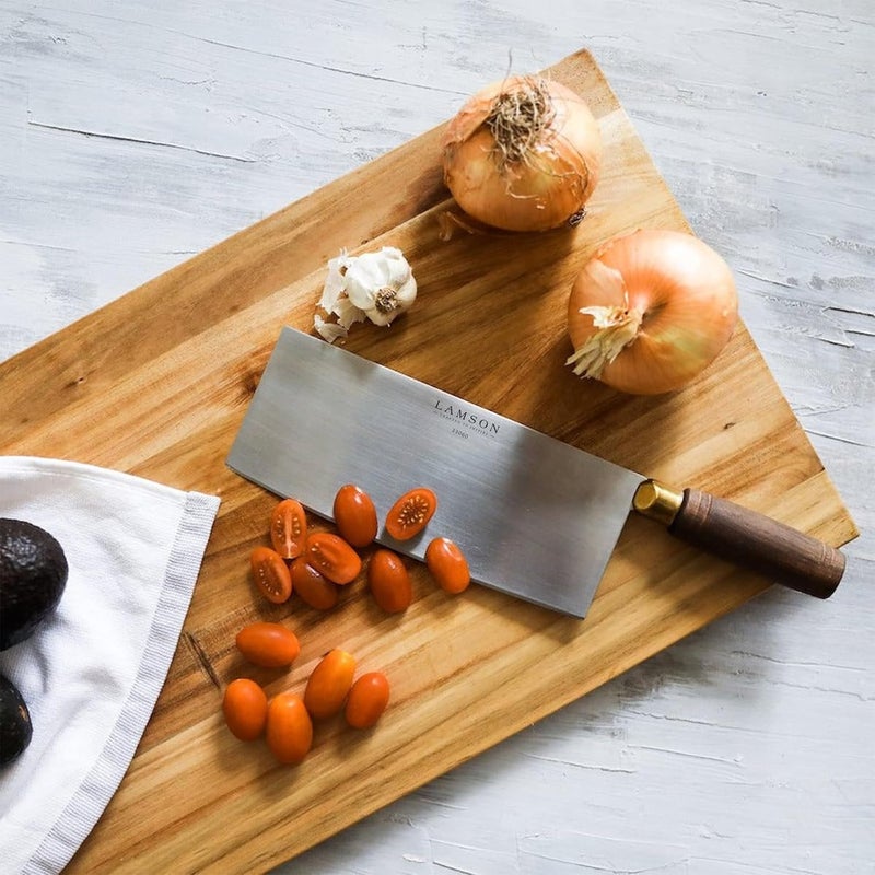 Lamson 8" Chinese Vegetable Cleaver with Walnut Handle - Image 2