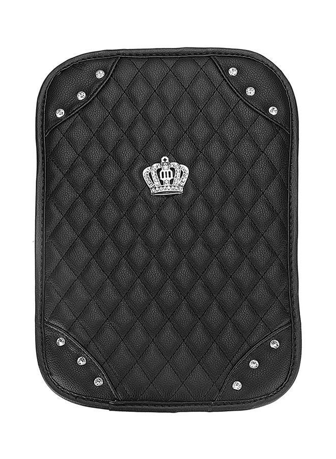 NIBEMINENT Bling Diamond Rhinestone Leather Armrest Box Rail Pad Mat Car Accessory Crown Pattern - Image 1
