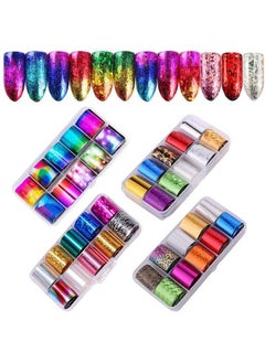 EBANKU 40 Rolls Starry Sky Nail Foil Adhesive Transfer Sticker Tips Ebanku Nail Art Stickers Tips Wraps Foil Transfer Adhesive Glitters Acrylic Diy Decoration Kit(4 Boxes)  - Image 1