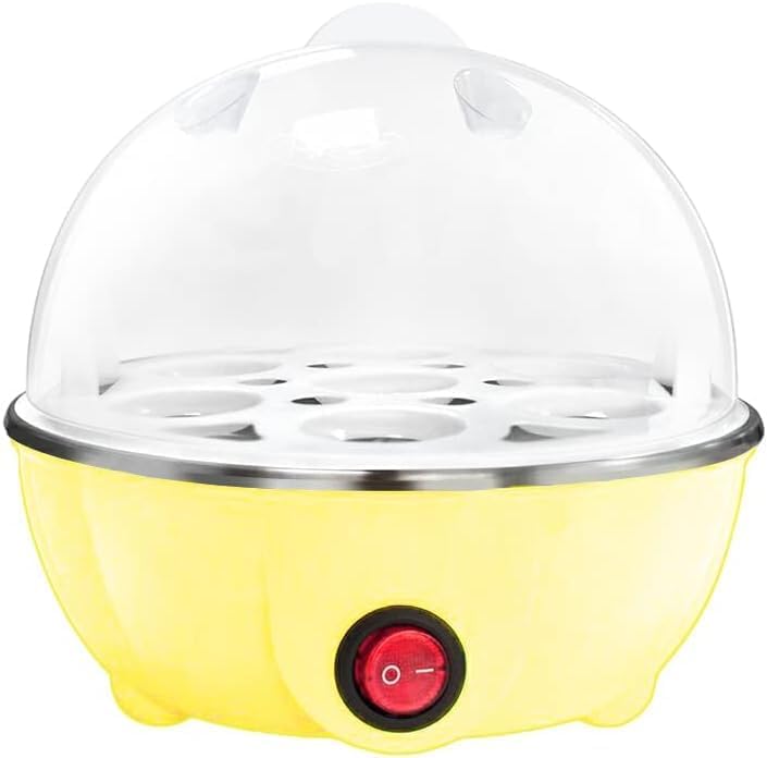 Biki Egg Boiler 350W – 7 Egg Capacity, Lightweight Electric Egg Cooker with Auto Shut-Off & Indicator Light | 350 | (Yellow/Clear) - Image 1