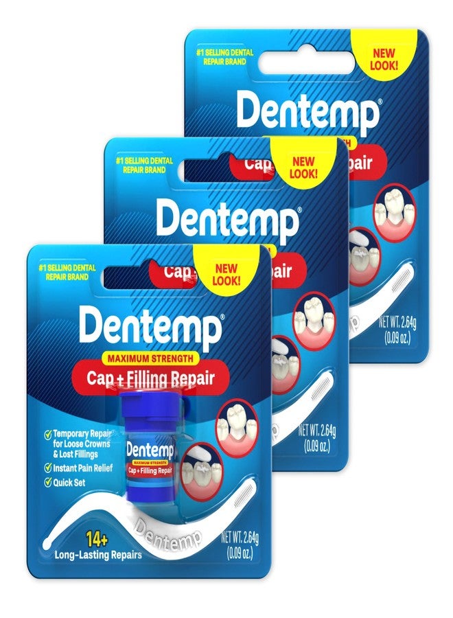 Dentemp Maximum Strength Loose Cap and Lost Filling Repair - Dental Repair Kit for Instant Pain Relief (Pack of 3) - Image 1