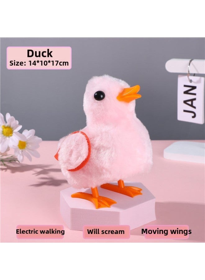 Imitation Chicken Plush Electric Chicks Can Walk, Move Wings, Chattering Electronic Pet Baby Toys Wholesale-Color:Duckling-powder (gack)  - Image 1