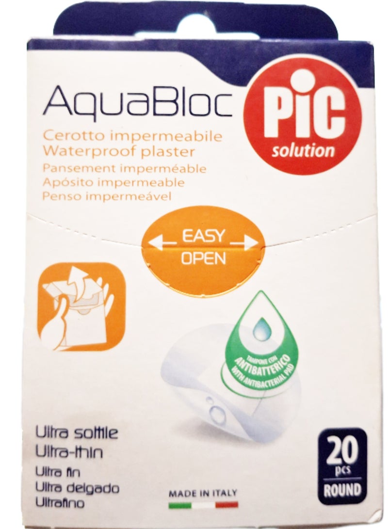 Pic Solution AquaBloc Ultra Thin Waterproof Round Plaster 20 pcs