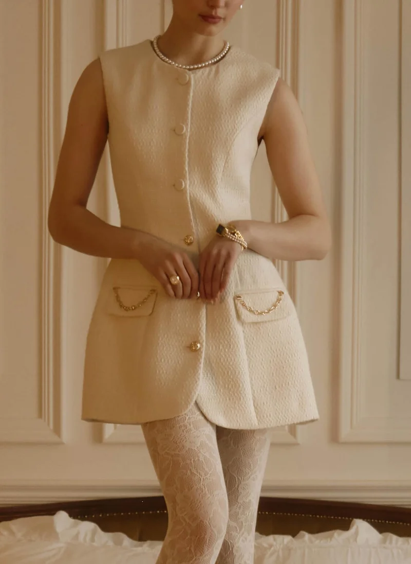 Lichi Sleeveless mini tweed dress