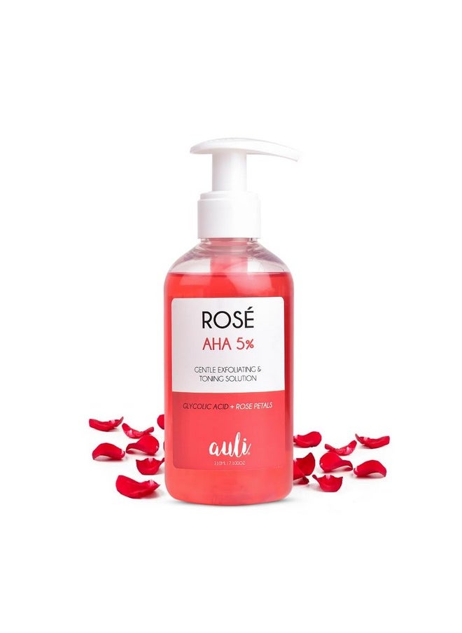 AULI LIFESTYLE Auli Aha 5% Exfoliating Toner For All Skin Types | Purifies Skin And Removes Pigmentation For Even Toned Skin | For Men And Women | Rose - 210Ml  - Image 1