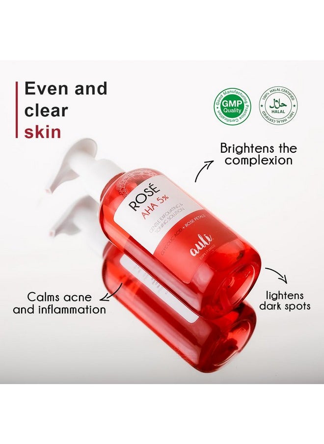 AULI LIFESTYLE Auli Aha 5% Exfoliating Toner For All Skin Types | Purifies Skin And Removes Pigmentation For Even Toned Skin | For Men And Women | Rose - 210Ml  - Image 2