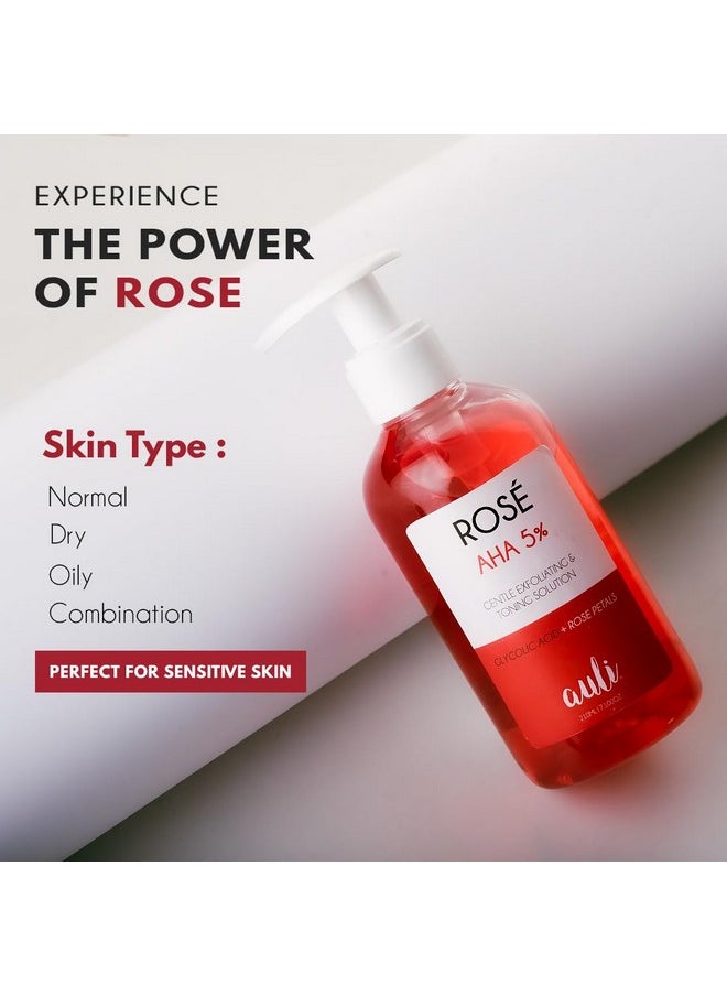 AULI LIFESTYLE Auli Aha 5% Exfoliating Toner For All Skin Types | Purifies Skin And Removes Pigmentation For Even Toned Skin | For Men And Women | Rose - 210Ml  - Image 3