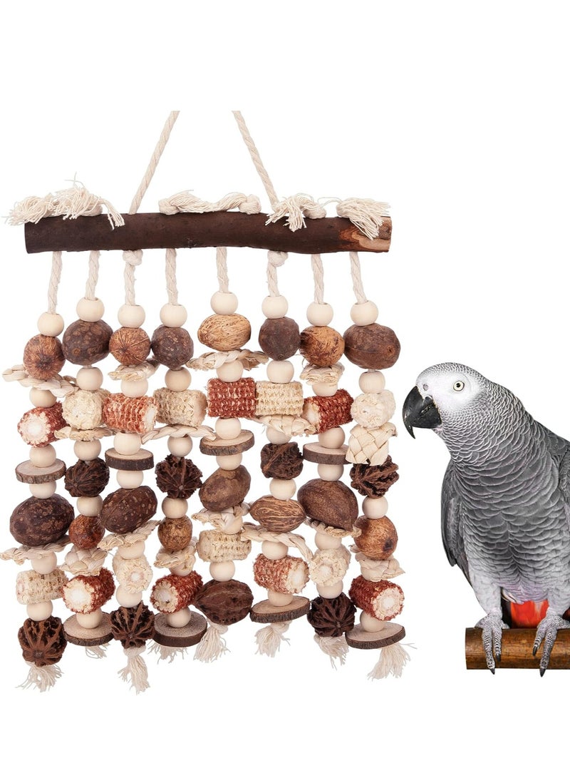 سيلكفكس لعب الببغاء للطيور المتوسطة والكبيرة الكتل الخشبية الطبيعية المكسرات الذرة Cob Loofah المضغ لعبة قفص الطيور إكسسوارات لـ Macaws الأفريقية الرمادية Conure Cokatoos الباغاء - Image 1
