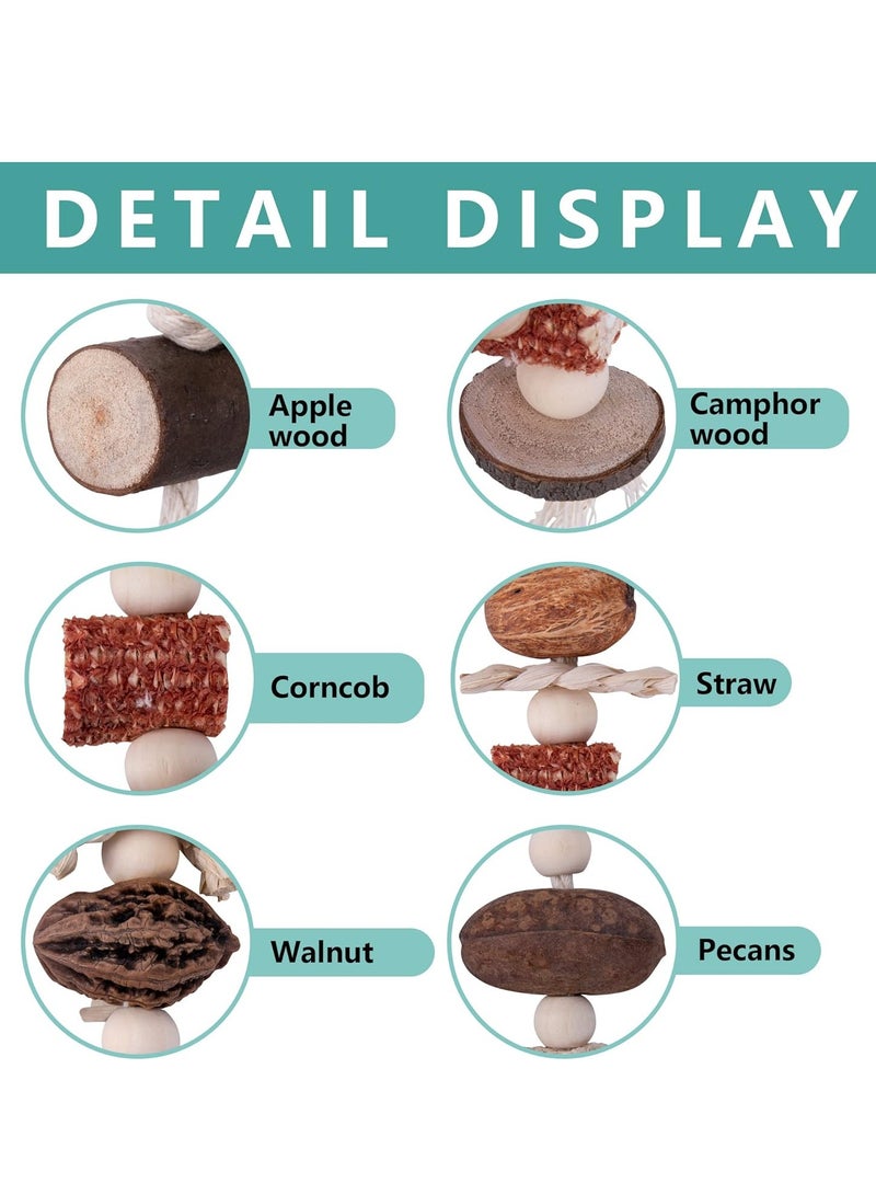 سيلكفكس لعب الببغاء للطيور المتوسطة والكبيرة الكتل الخشبية الطبيعية المكسرات الذرة Cob Loofah المضغ لعبة قفص الطيور إكسسوارات لـ Macaws الأفريقية الرمادية Conure Cokatoos الباغاء - Image 3