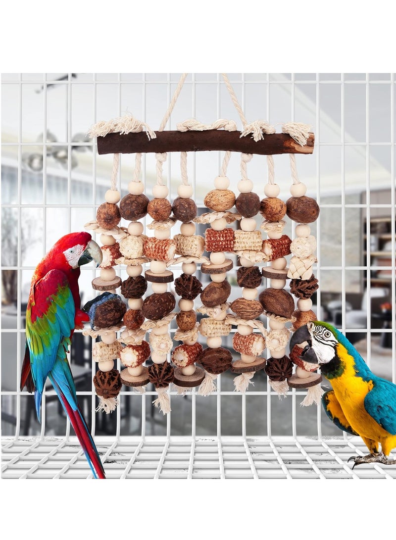 سيلكفكس لعب الببغاء للطيور المتوسطة والكبيرة الكتل الخشبية الطبيعية المكسرات الذرة Cob Loofah المضغ لعبة قفص الطيور إكسسوارات لـ Macaws الأفريقية الرمادية Conure Cokatoos الباغاء - Image 4