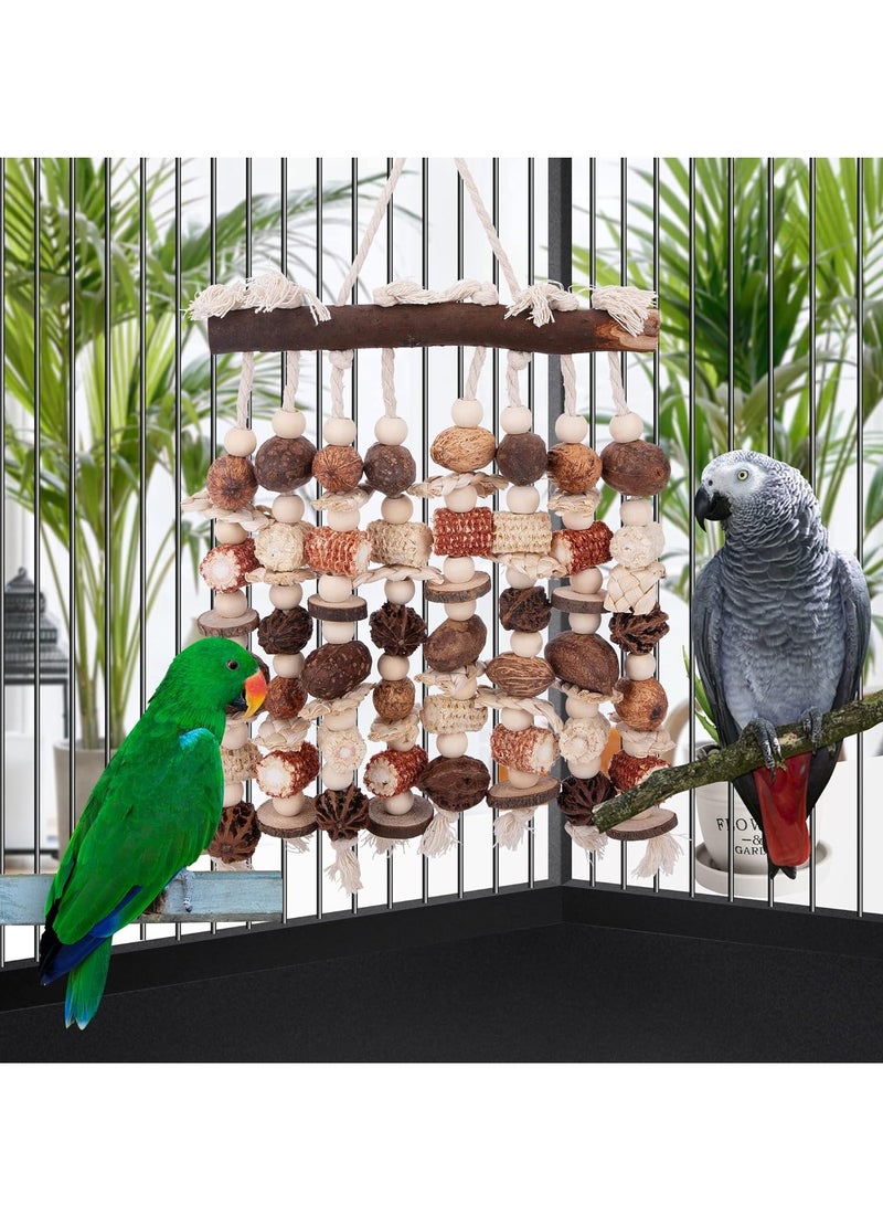سيلكفكس لعب الببغاء للطيور المتوسطة والكبيرة الكتل الخشبية الطبيعية المكسرات الذرة Cob Loofah المضغ لعبة قفص الطيور إكسسوارات لـ Macaws الأفريقية الرمادية Conure Cokatoos الباغاء - Image 5