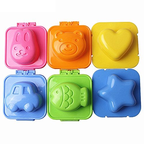 Ogrmar 6PCS Cartoon Cute Boil Egg Mold/Fish Car Heart Shape Egg Sushi Rice Mold Mould/Decorating Fondant Cake Tool (6 pcs) - Image 1