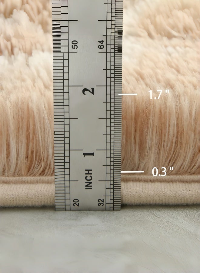 LOKIPA Large Area Rugs for Living Room, Super Soft Fluffy Modern Bedroom Rug, Tie-Dyed Dark Indoor Shag Fuzzy Carpets for Girls Kids Nursery Room Home Decor-Beige - Image 2