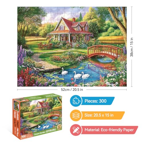 EIYRURU 300 Piece Jigsaw Puzzle for Adults Spring Floral Countryside Jigsaw Puzzle Challenging Puzzles for Friends Family Activity Game Nights Gifts 205x15 in - Image 5
