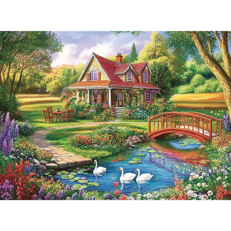 EIYRURU 300 Piece Jigsaw Puzzle for Adults Spring Floral Countryside Jigsaw Puzzle Challenging Puzzles for Friends Family Activity Game Nights Gifts 205x15 in - Image 3