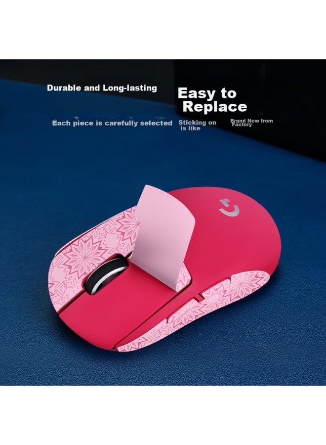 Bubm Gpw Logitech Mouse Anti-Slip Sticker, Dog King First Generation Sticker, Sweat-Absorbing Anti-Slip Gaming Mouse Pad, Smooth And Wear-Resistant Accessory, Gpw1 Pink Snowflake Pattern - Image 5