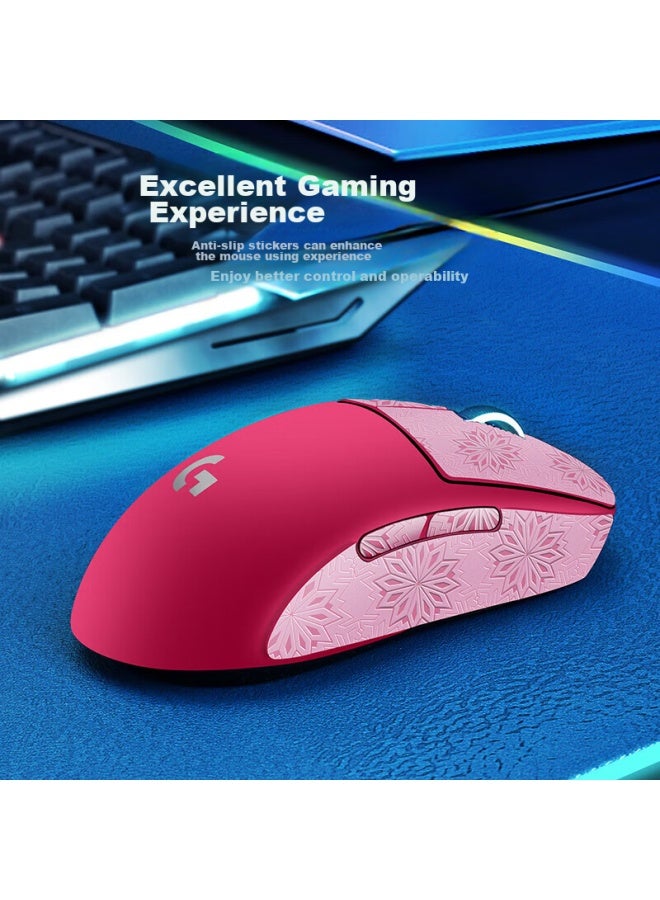 Bubm Gpw Logitech Mouse Anti-Slip Sticker, Dog King First Generation Sticker, Sweat-Absorbing Anti-Slip Gaming Mouse Pad, Smooth And Wear-Resistant Accessory, Gpw1 Pink Snowflake Pattern - Image 3