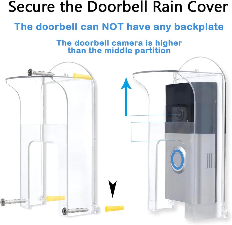TEKCAM Plastic Doorbell Cover Compatible with Ring Doorbell/Google Nest/Arlo/Kasa/Blink 1st Gen Doorbell, Anti Glare, Weatherproof Rain Cover, Mainly for Doorbell Wired (Watch Cover Size &Install Video) - Image 3