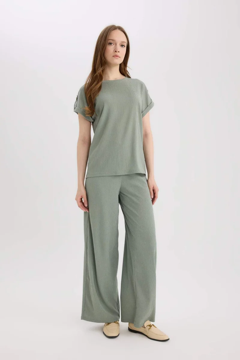Defacto Straight Fit Regular Hem Trousers