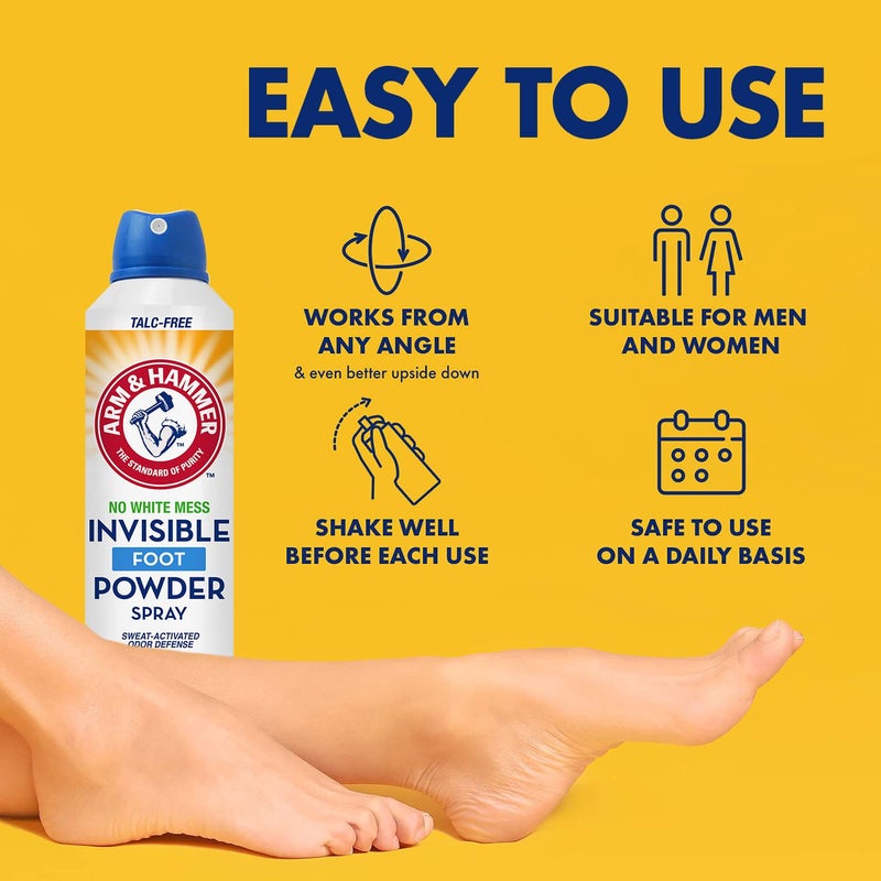 Arm & Hammer Invisible Foot Powder Spray, Clear Talc-Free Sweat Control, Odor Eliminating Foot Spray For Men & Women, 7 Oz (3 Pack) - Image 3