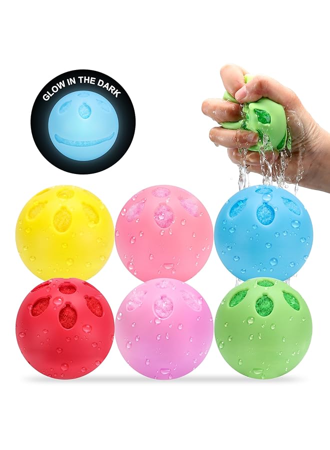KASTWAVE Reusable Noctilucent Water Balloons Summer Toy Water Toy For Boys And Girls Pool Beach Toys For Kids Ages 3 12 Outdoor Activities Water Toys Self Sealing Water Splash Ball For Fun (6Pack) - Image 1