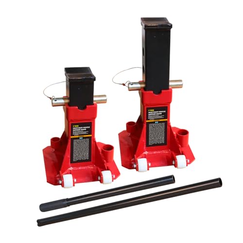 Big RED Torin 7 Ton Heavy Duty Jack Stands: Pin Style Jack Stand with 2 Casters and Handle, Easily Portable Car Stand for SUV, Trucks and Pick Ups - Red - Image 1