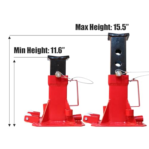 Big RED Torin 7 Ton Heavy Duty Jack Stands: Pin Style Jack Stand with 2 Casters and Handle, Easily Portable Car Stand for SUV, Trucks and Pick Ups - Red - Image 3