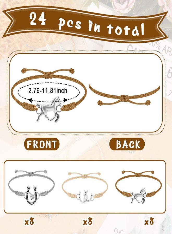 Sureio 24 Pcs Rope Braided Bracelet Gifts Bulk Goodie Party Favors Western Cowgirl Cowboy Adjustable Wedding Bridal Shower Bracelets for Women(Horse, Classic) - Image 2
