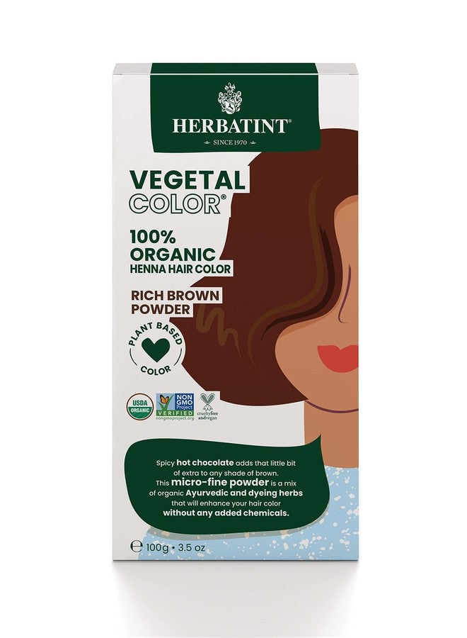 Herbatint Henna Color Organic Hair Dye - Plant-Based Henna Powder & Herbal Formula - Vegan - Rich Brown - 3.5oz - Image 1