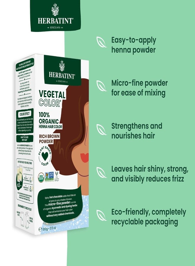 Herbatint Henna Color Organic Hair Dye - Plant-Based Henna Powder & Herbal Formula - Vegan - Rich Brown - 3.5oz - Image 3