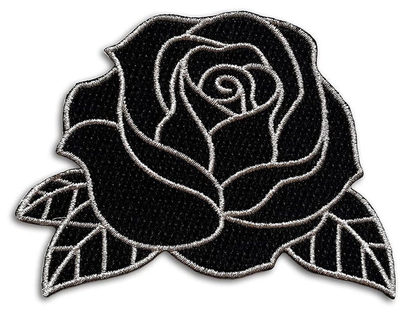 Pinsanity Black Rose Iron-On Embroidered Patch - Image 1