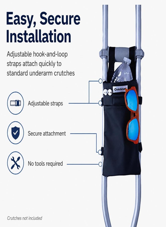 Crutcheze Crutch Bag for Standard Underarm Crutches - Compact, Secure Carry for Phone, Wallet & Small Essentials - Crutcheze - Image 4