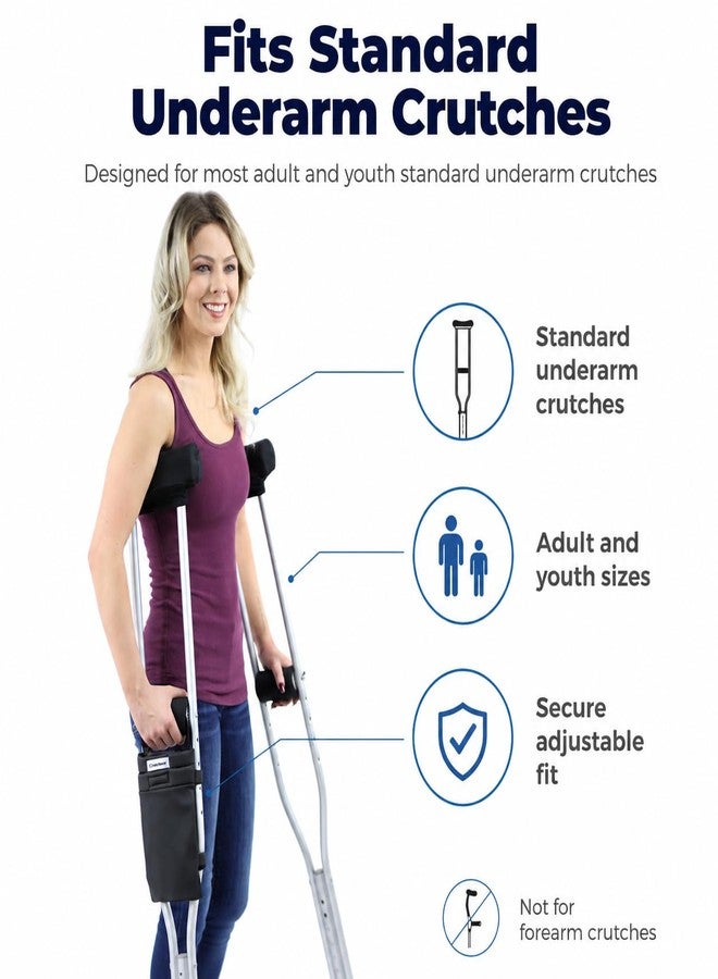 Crutcheze Crutch Bag for Standard Underarm Crutches - Compact, Secure Carry for Phone, Wallet & Small Essentials - Crutcheze - Image 2