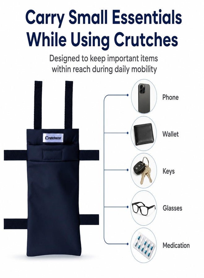 Crutcheze Crutch Bag for Standard Underarm Crutches - Compact, Secure Carry for Phone, Wallet & Small Essentials - Crutcheze - Image 3